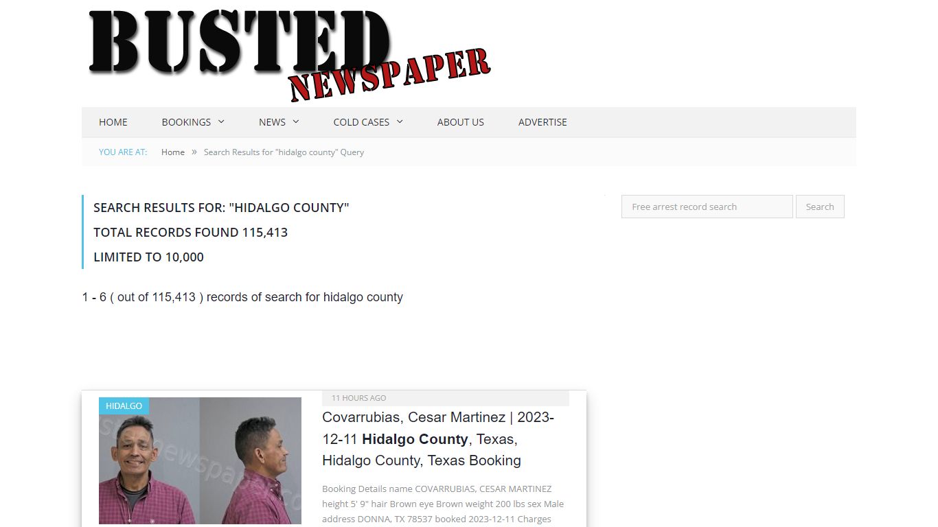 Search Results For: "hidalgo county" - BUSTED NEWSPAPER