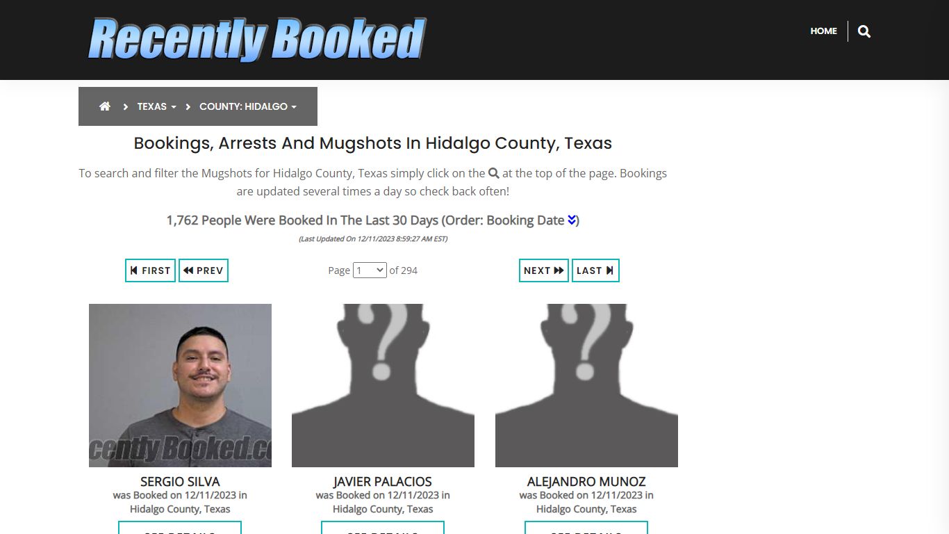 Recent bookings, Arrests, Mugshots in Hidalgo County, Texas