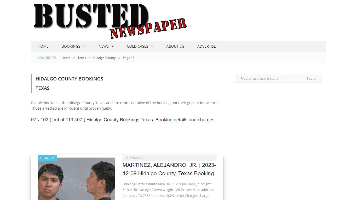 Hidalgo County, TX Mugshots - page 16 - BUSTEDNEWSPAPER.COM